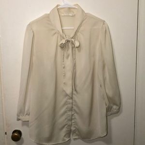 Cream Bow Tie Blouse